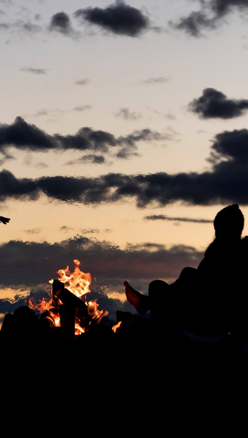 Sunset and a campfire