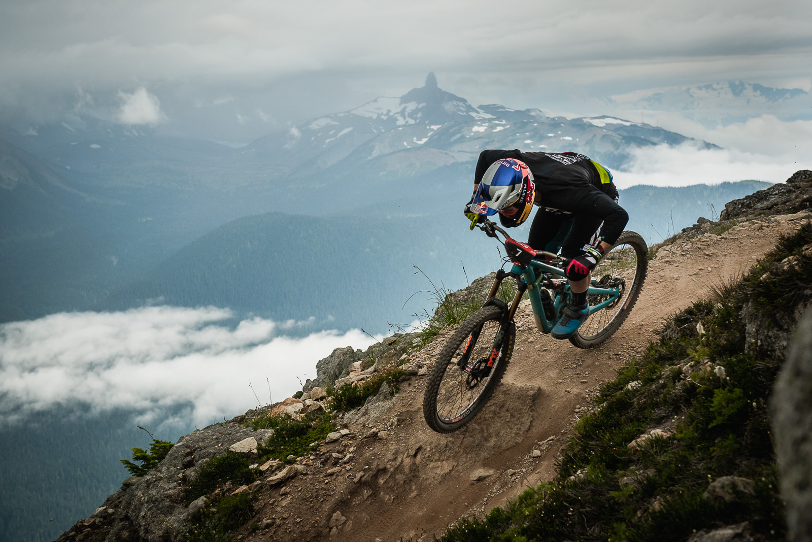 Richie Rude racing the Top of the World stage at EWS whistler
