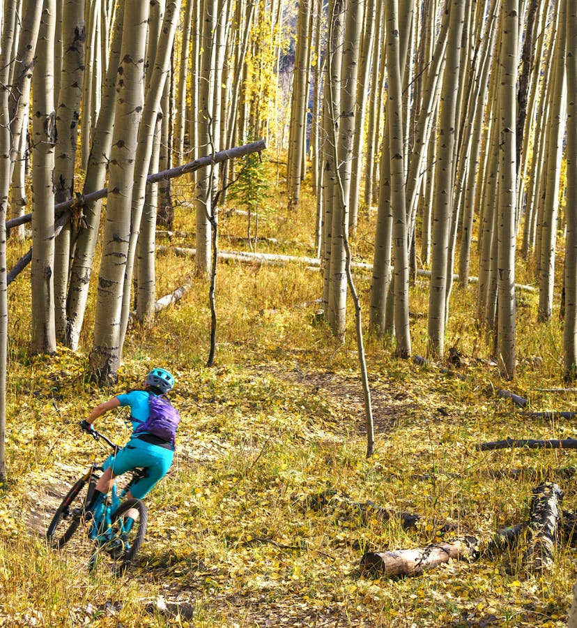 Sarah Uhl riding flowy single track
