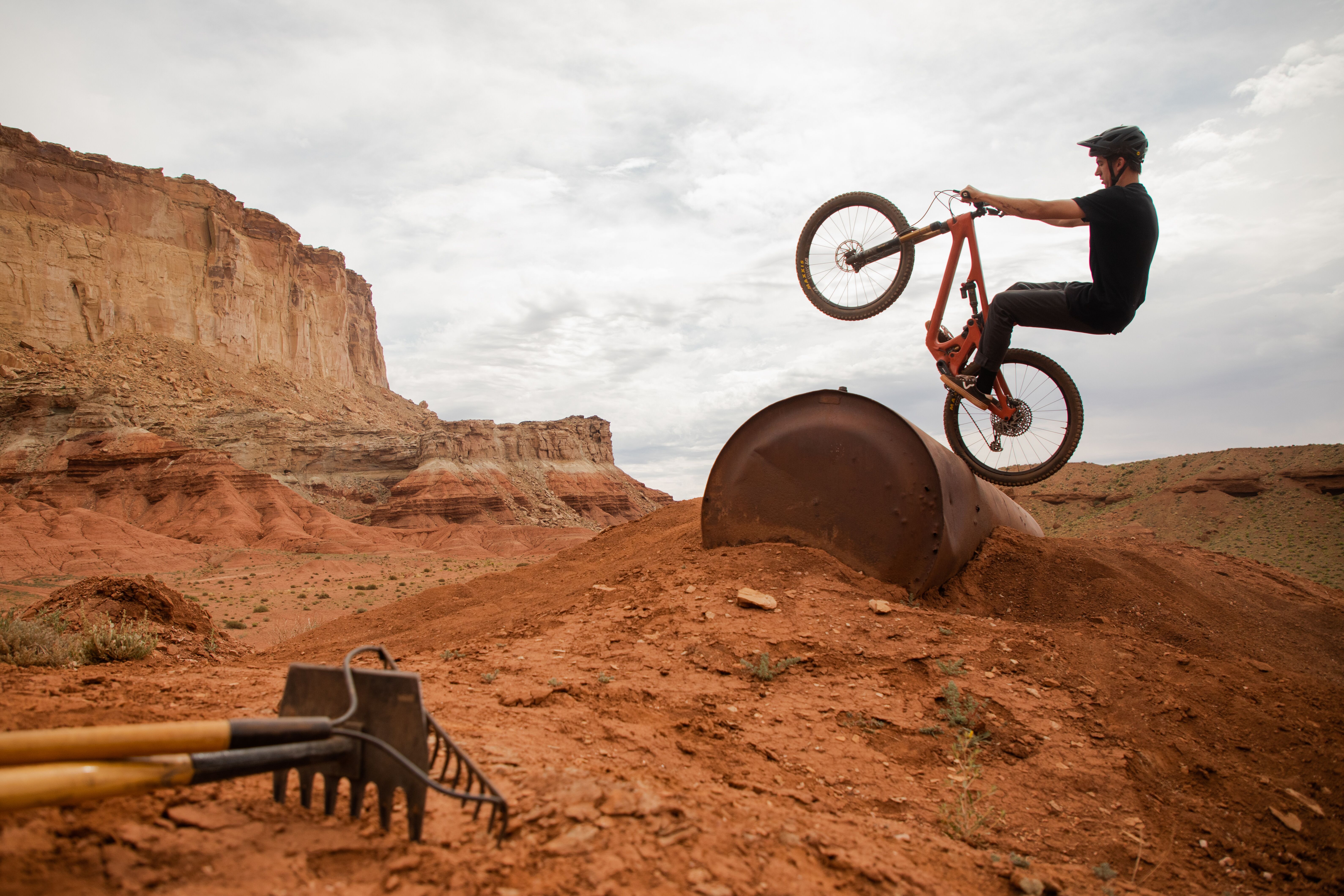 Bryn Bingham getting creative with a barrel in Green River, UT