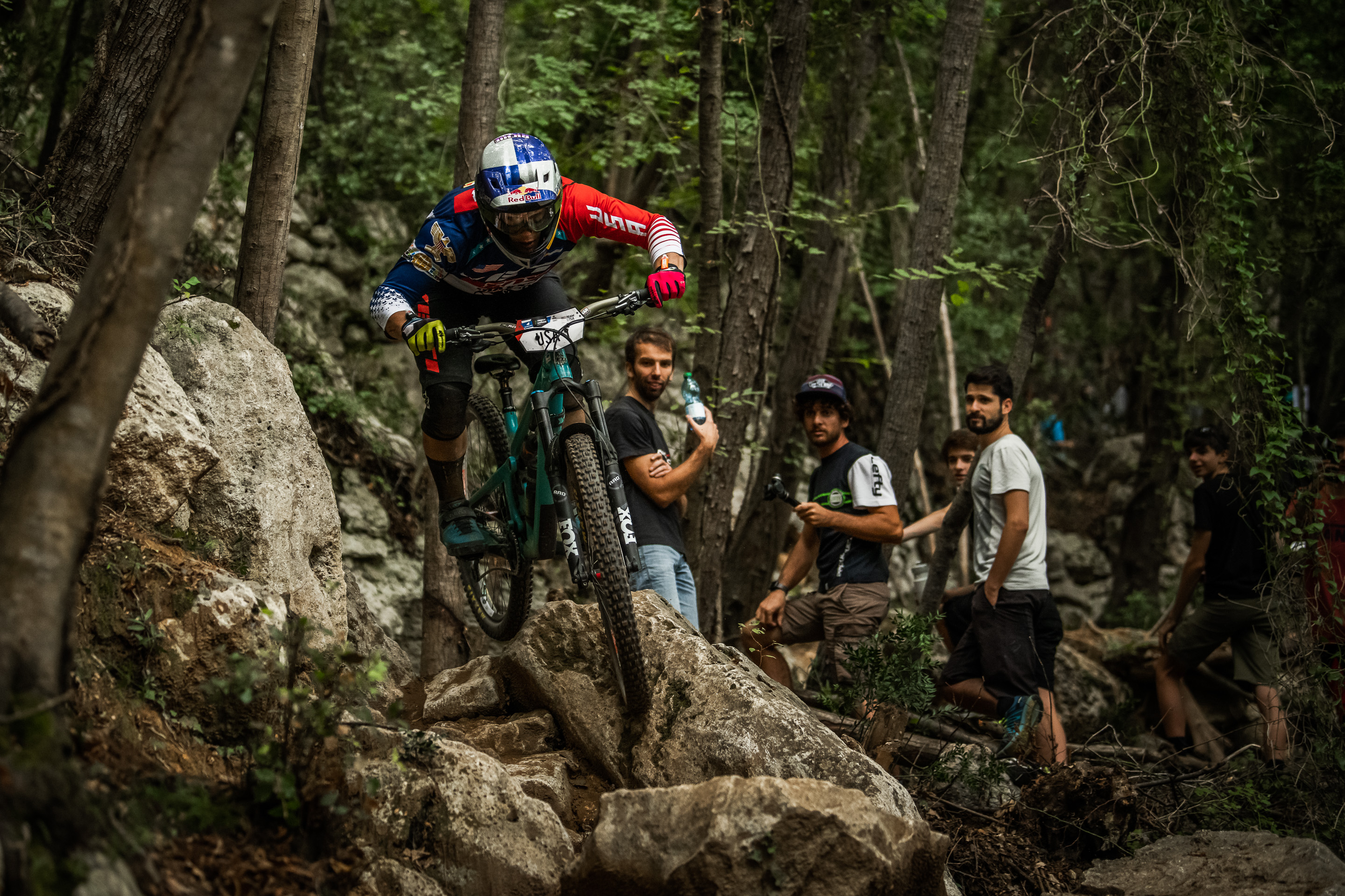 Richie Rude racing over rocks