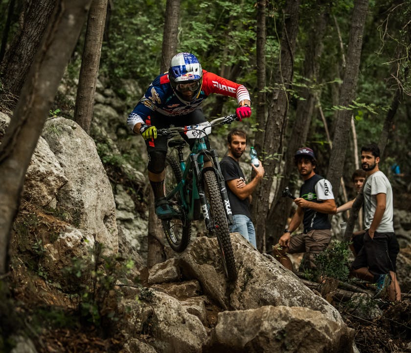 Richie Rude racing over rocks