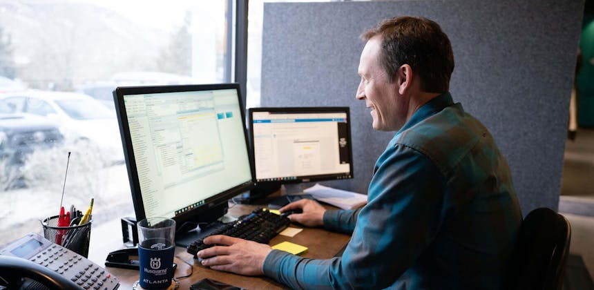 Dave Trace at his desk