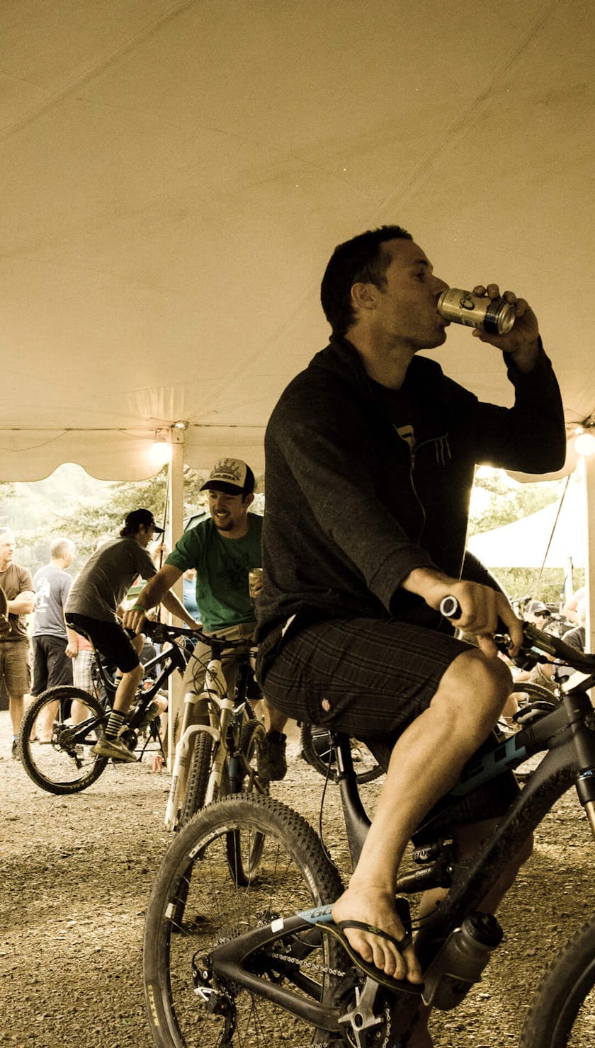 Jared Graves drinking and playing foot down