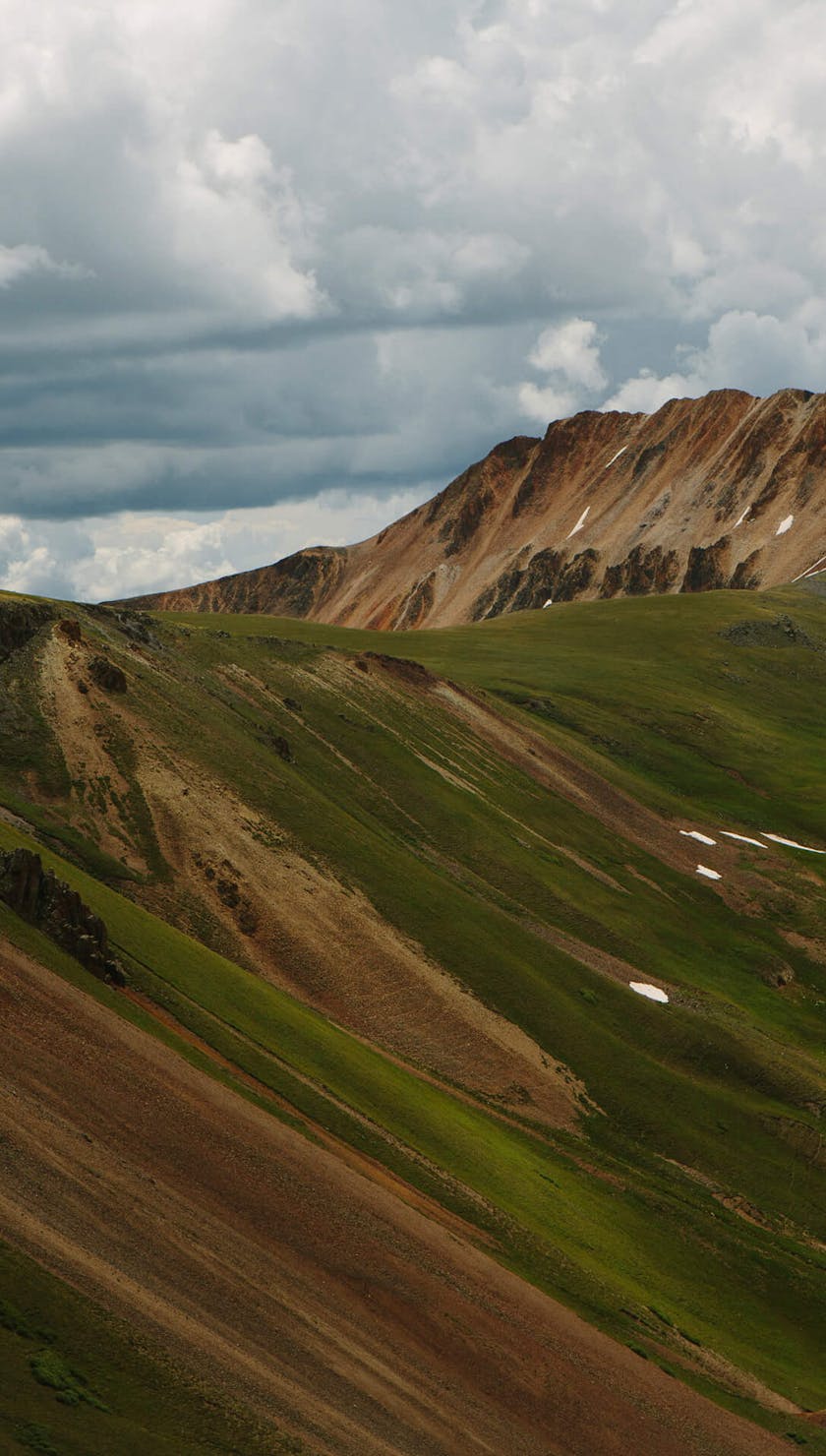 Bright green Colorado ridge line along the Colorado Trail