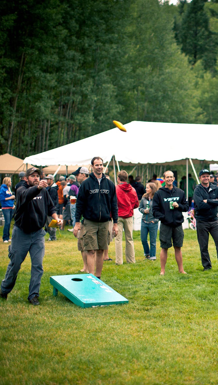 Corn hole always draws a crowd