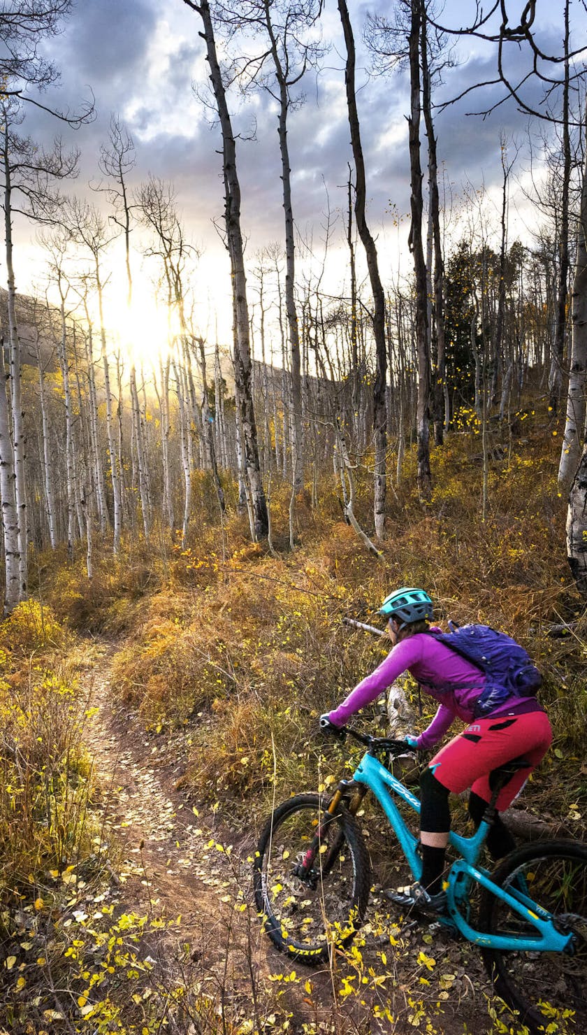 Sarah Uhl descending into a sunset