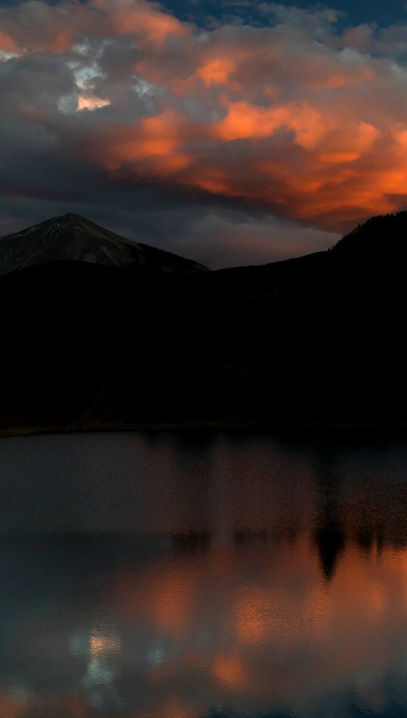 Orange sunset reflection on a lake