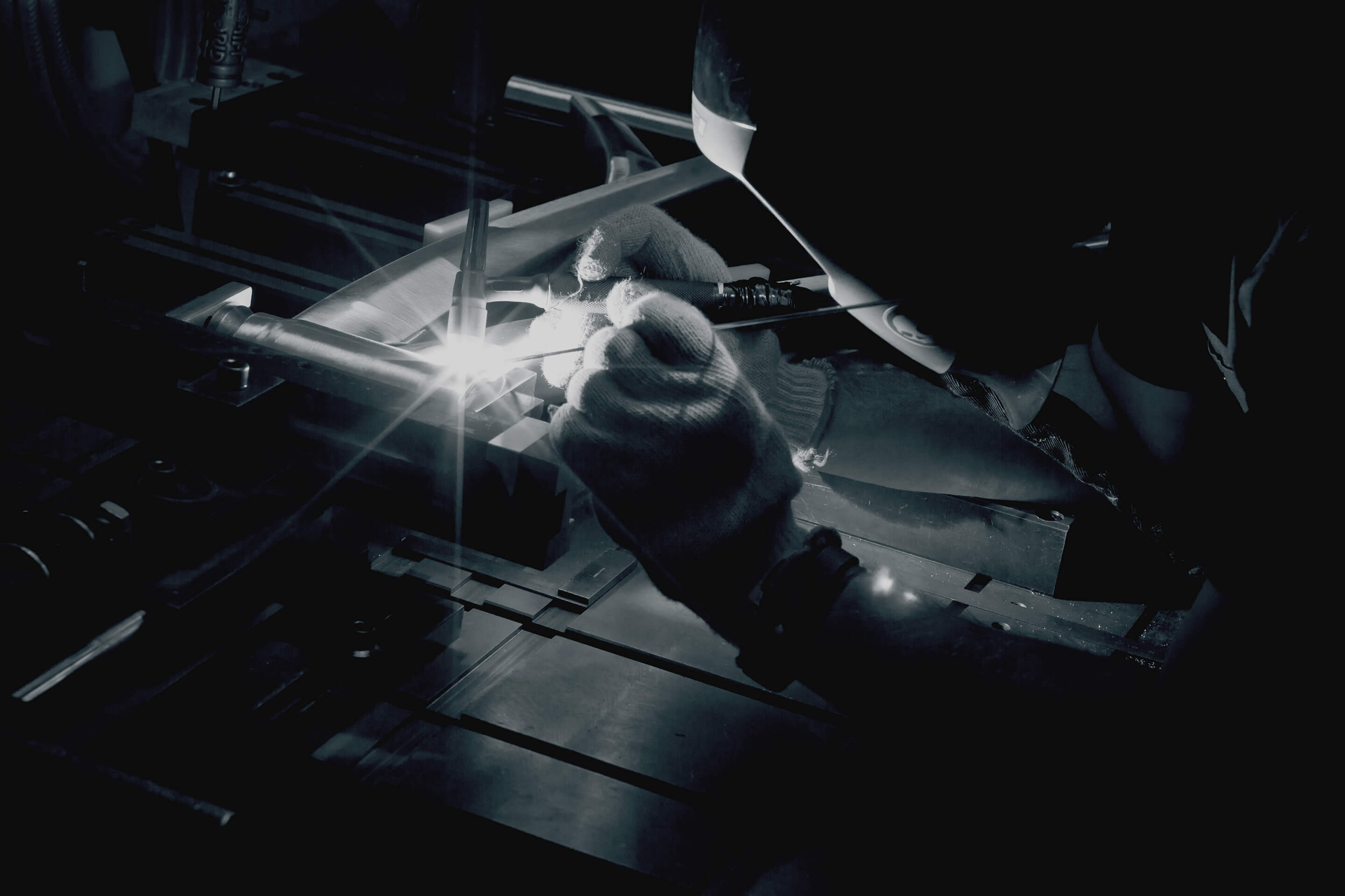 Bike frame being welded