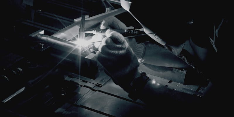 Bike frame being welded