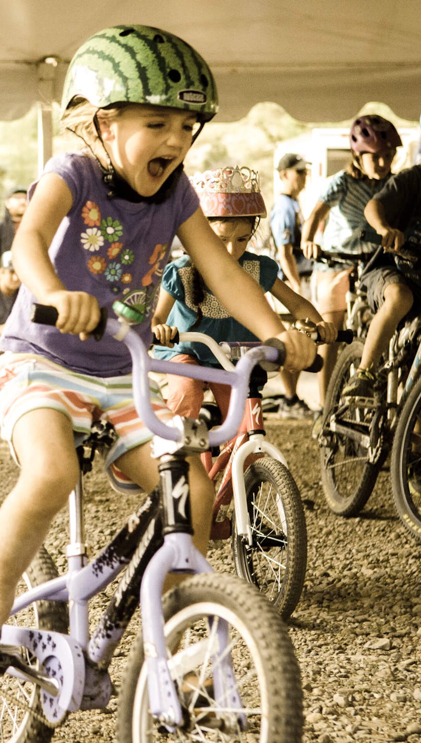 A young girl having fun at foot down